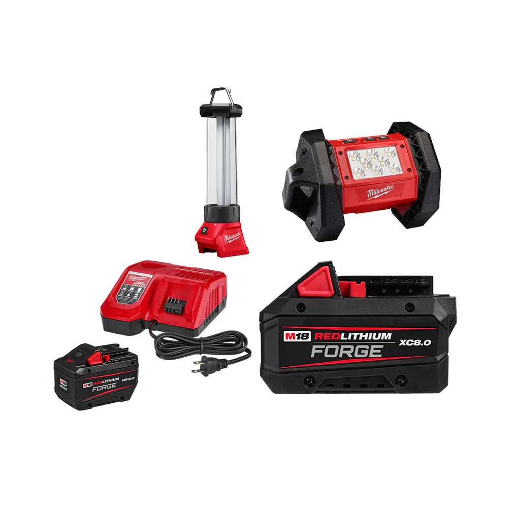 Milwaukee Storm Prep Kit w/ M18 Lights. Batteries and Charger