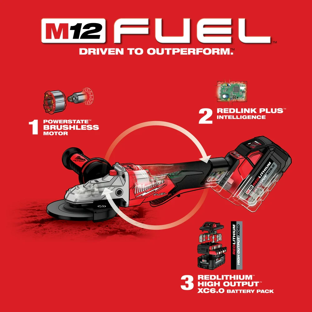 Milwaukee 2886-80 M18 FUEL 18V 5 Flathead Braking Grinder - Recon - Bare Tool