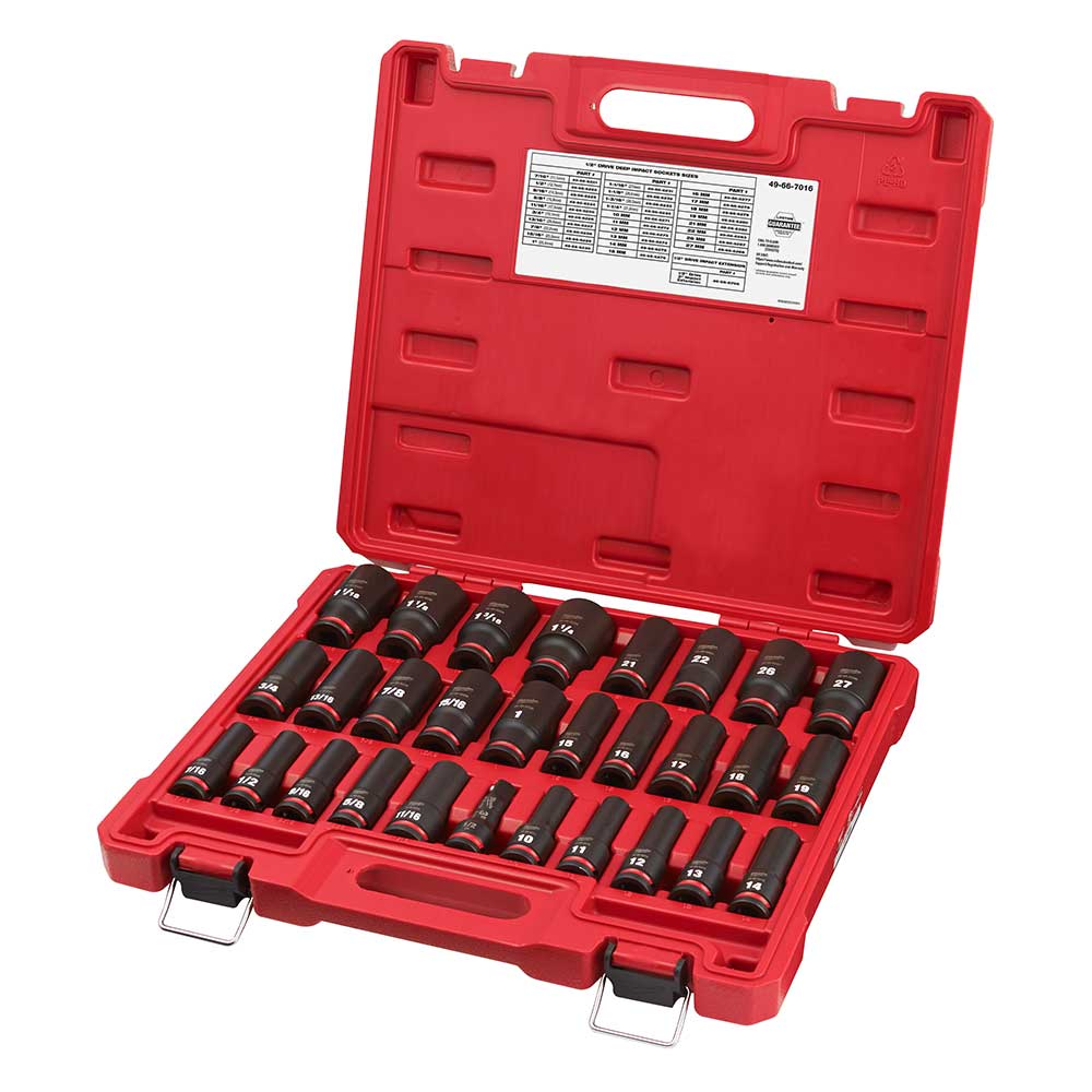 Milwaukee 49-66-7016 SHOCKWAVE 1/2 Impact Duty SAE/Metric Socket Set - 29 PC