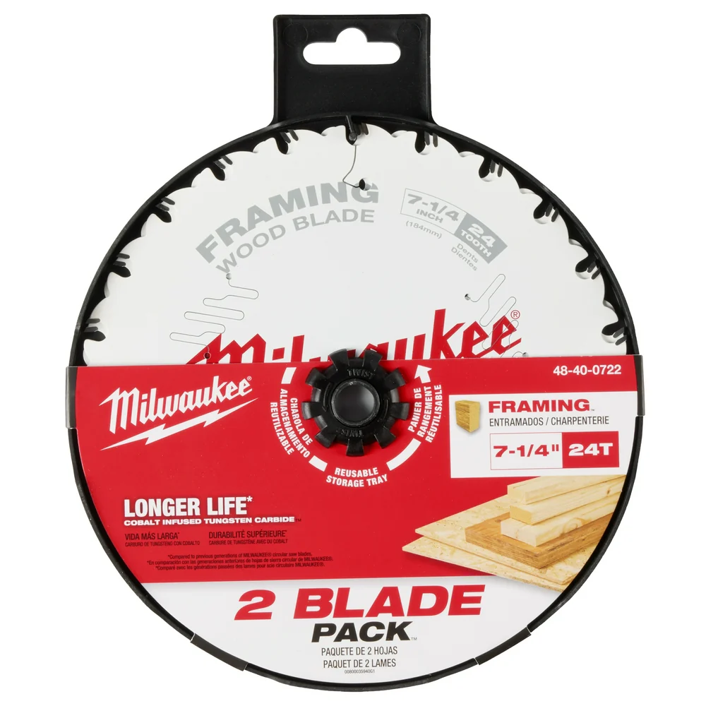 Milwaukee 48-40-0722 7-1/4 24T Framing Circular Saw Blade - 2 PK