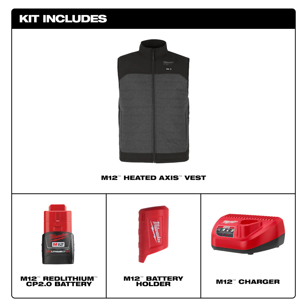 Milwaukee M300G-21XL M12 12V Durable Li-Ion Heated AXIS Vest