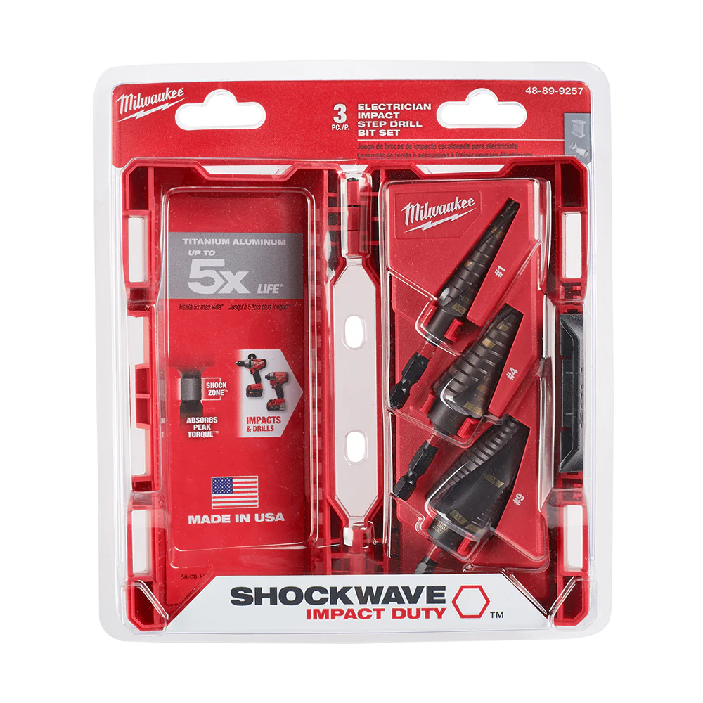 Milwaukee 48-89-9257 Titanium SHOCKWAVE Impact Duty Step Bit Kit 3 Piece