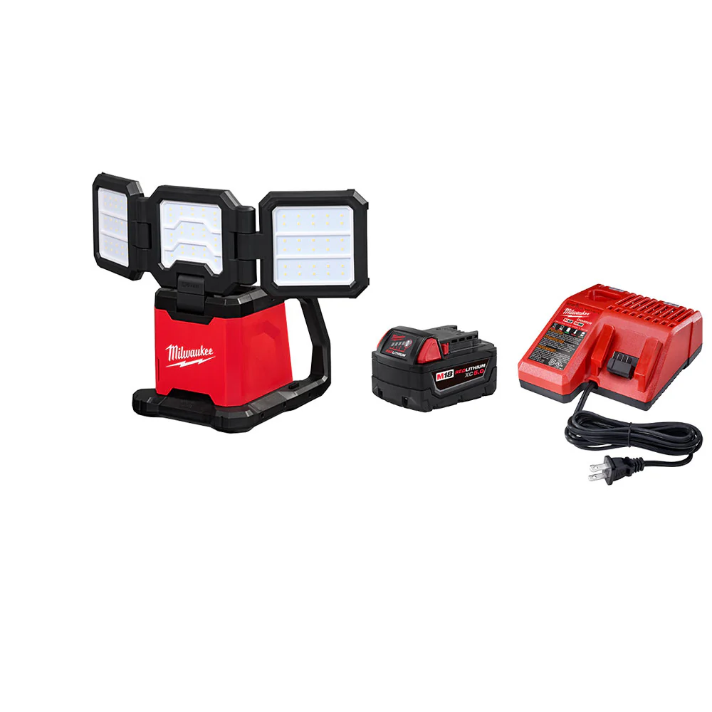 Milwaukee 2368-20SK M18 18V Dual Power Triple-Panel Light w/ 5AH Battery/Charger