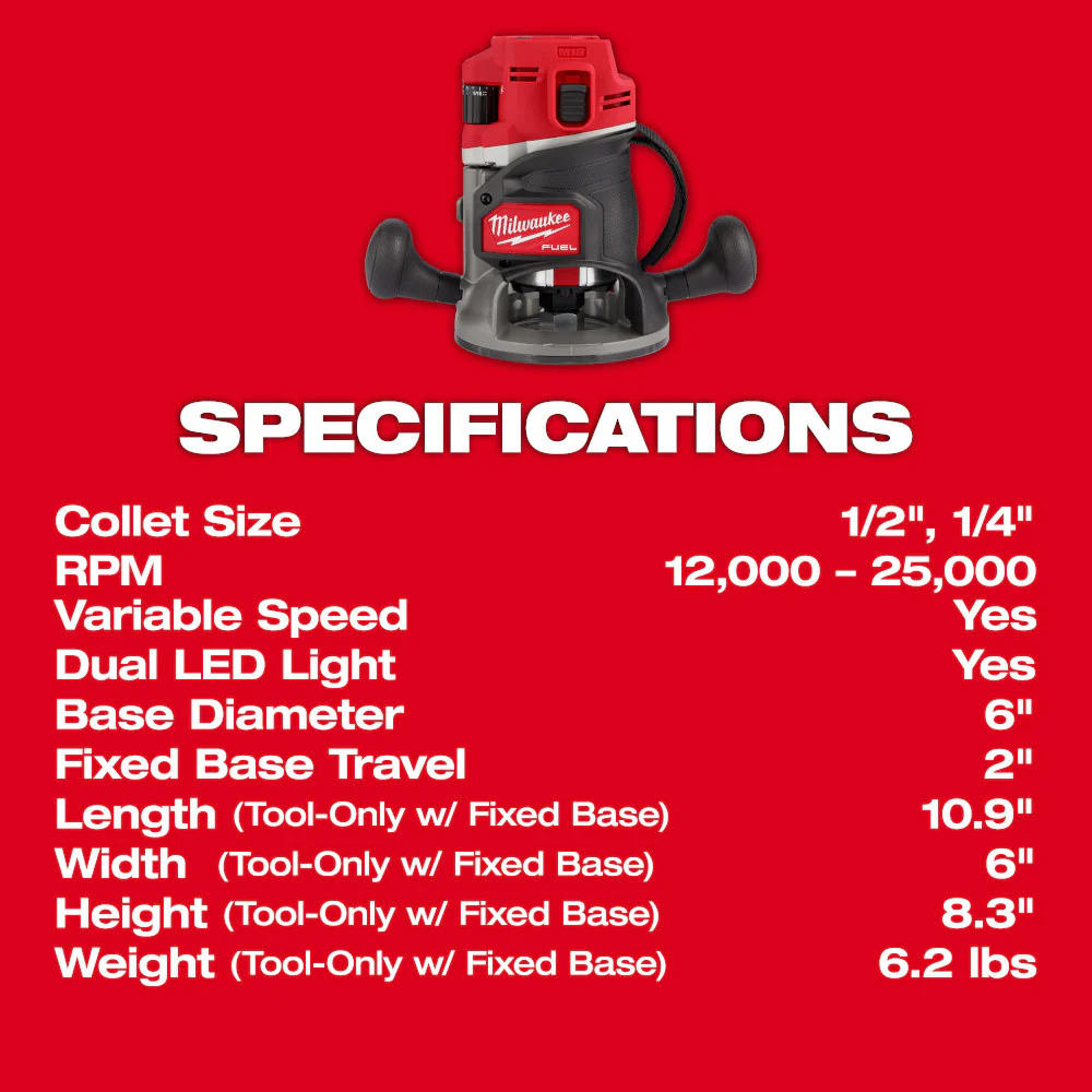 Milwaukee 2838-21 M18 FUEL 18V 1/2 Cordless Lithium-Ion Router Kit