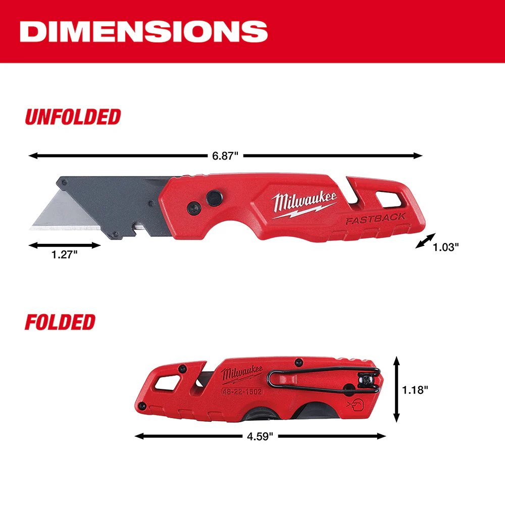 Milwaukee 48-22-1502 FASTBACK Durable Folding Utility Knife w/ Blade Storage