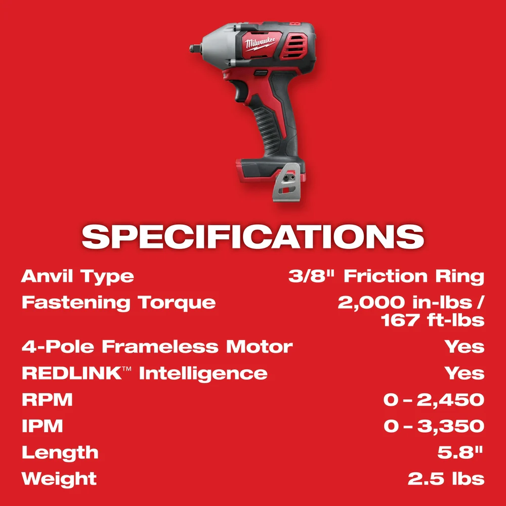 Milwaukee 2558-80 M18 18V 3/8 Impact Wrench - Bare Tool