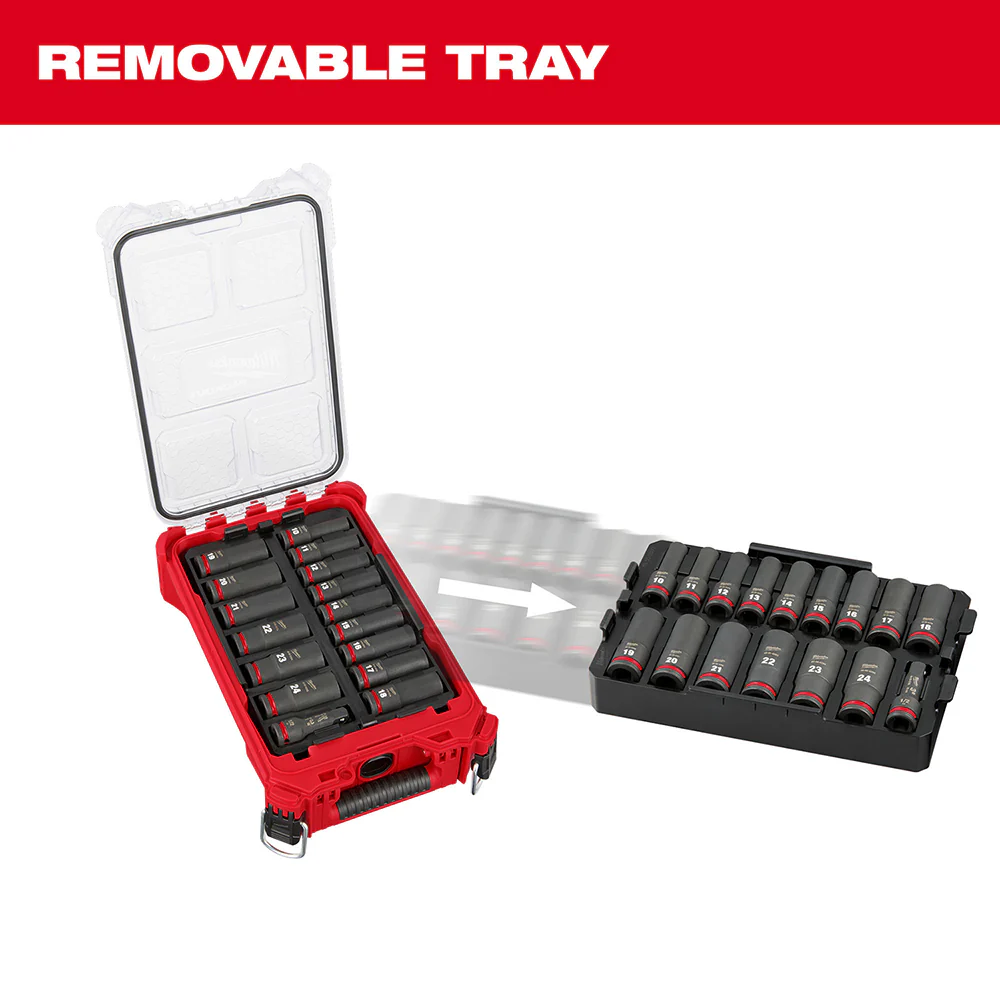 Milwaukee 49-66-6803 SHOCKWAVE 1/2 Impact Duty Socket MM PACKOUT Set - 16 PC