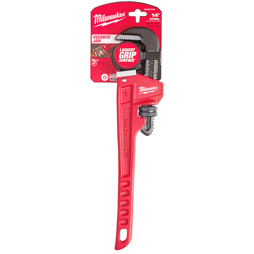 Milwaukee 48-22-7114 14-Inch Durable Steel Ergonomic Overbite Pipe Wrench