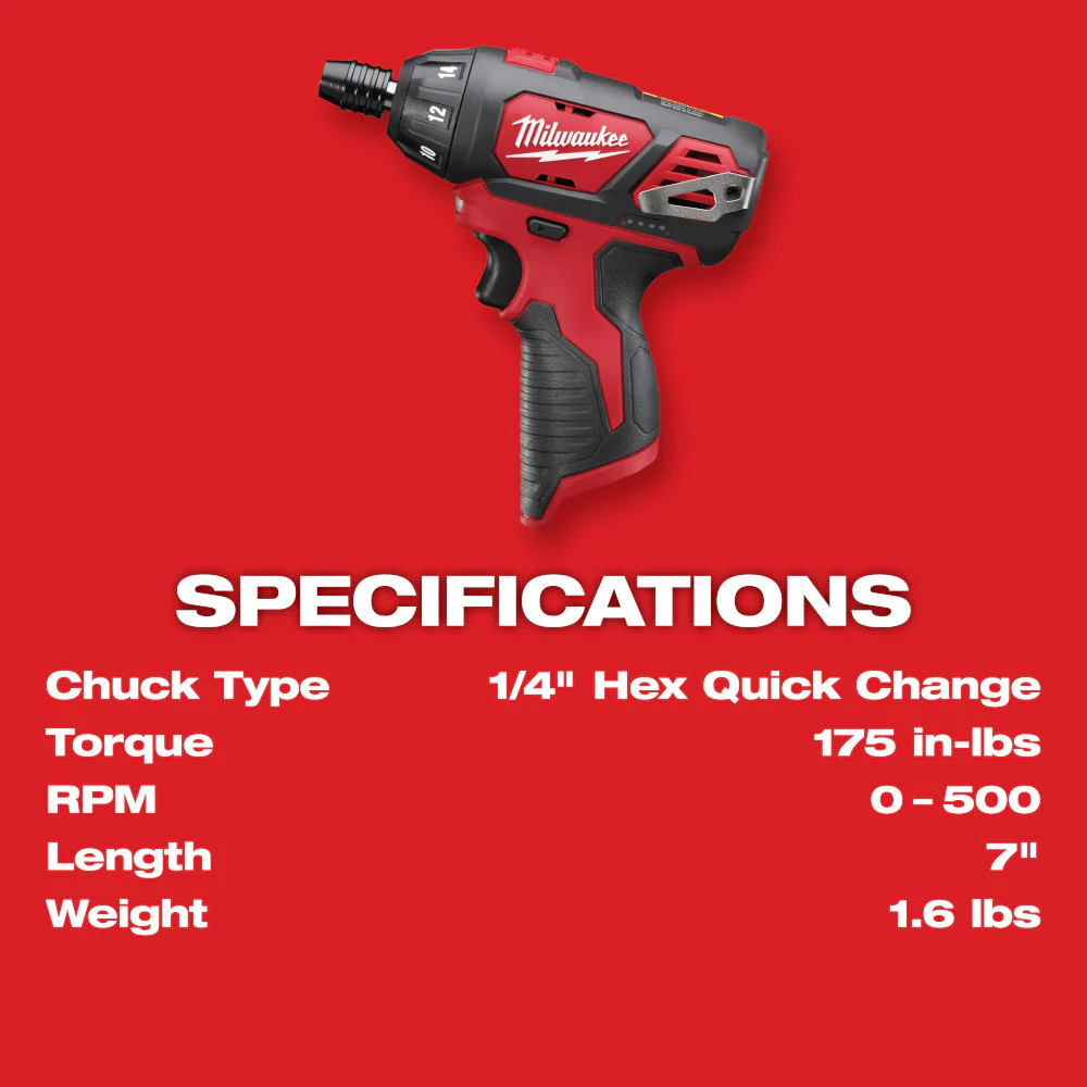 Milwaukee 2401-80 M12 12V Hex Screwdriver - Bare Tool - Reconditioned