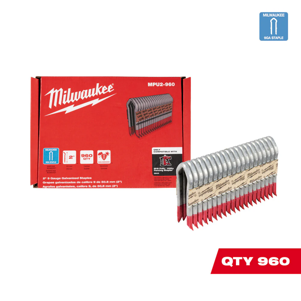Milwaukee MPU2-960 2  9 Gauge Hot Dipped Galvanized Staples - 960 PC