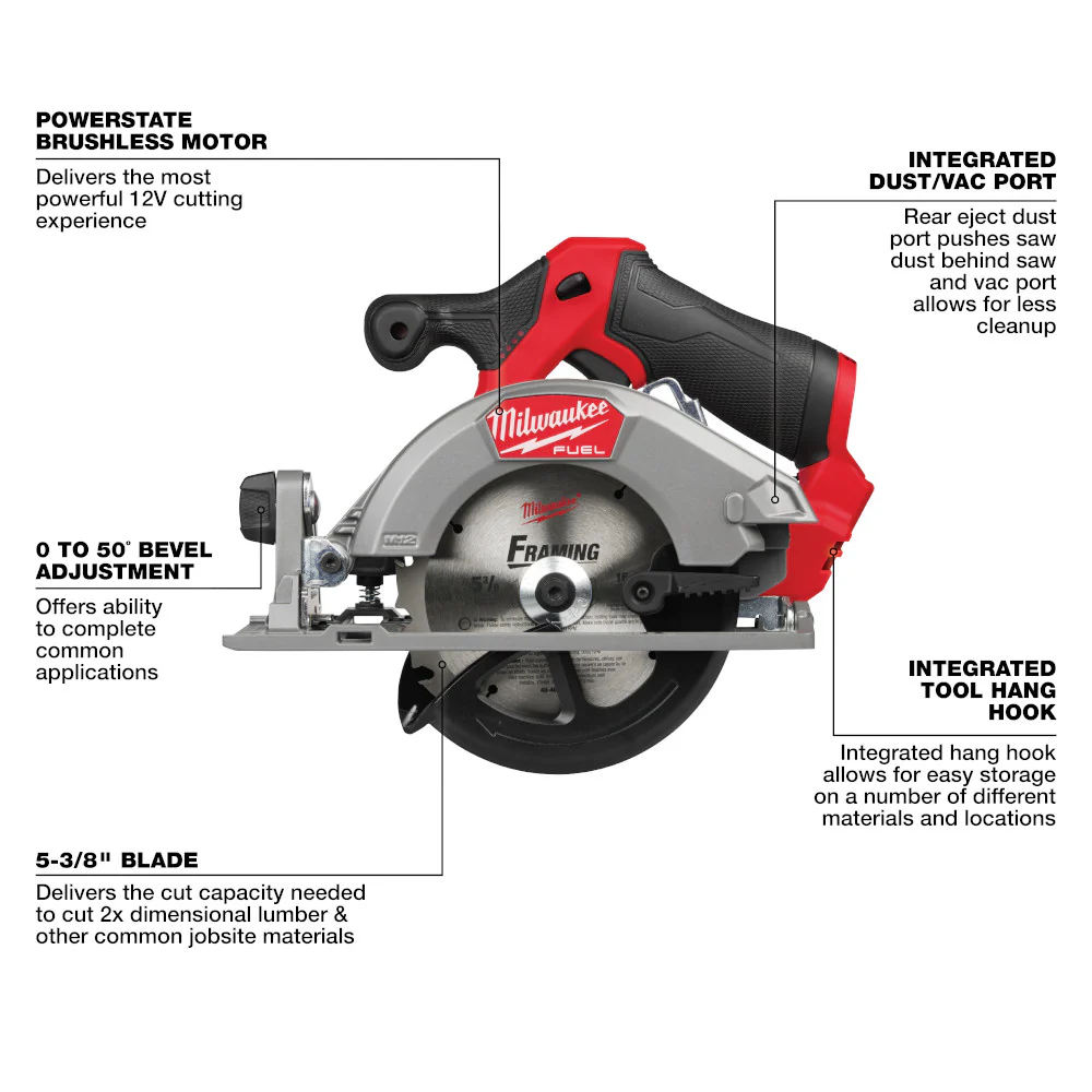 Milwaukee 2521-20 M12 FUEL 12V 5-3/8 Cordless Circular Saw - Bare Tool