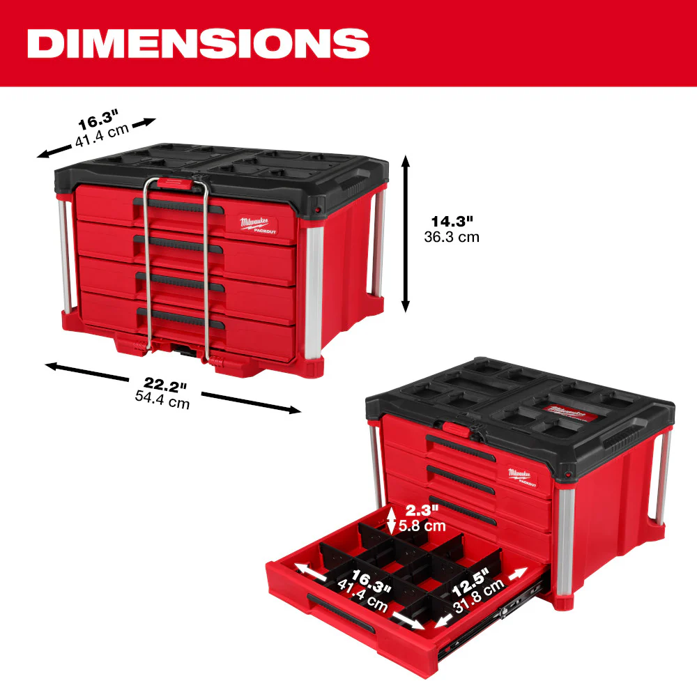 Milwaukee 48-22-8420 PACKOUT Rolling Drawer Tool Box with 7 Drawers