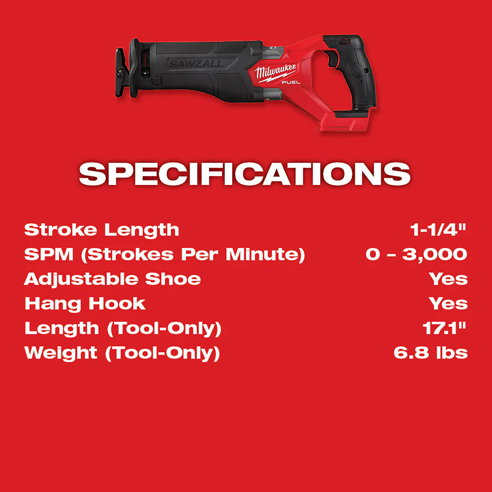 Milwaukee 2821-80 M18 FUEL 18V SAWZALL Recip Saw - Recon