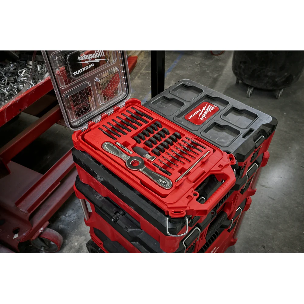 Milwaukee 49-22-5604 SAE Tap & Die PACKOUT Set w/ Hex-LOK 2-in-1 Handle - 38 PC