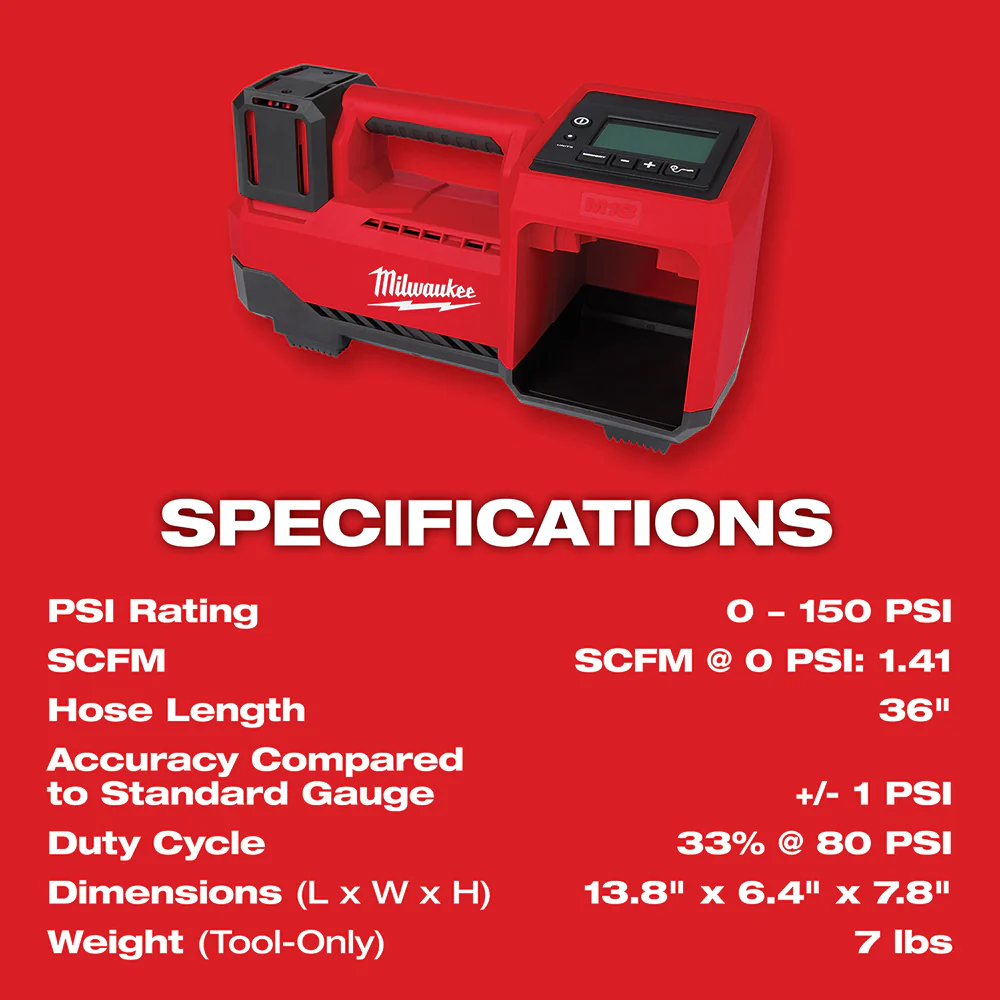 Milwaukee 2848-20 M18 18V Cordless Li-Ion Inflator - Bare Tool