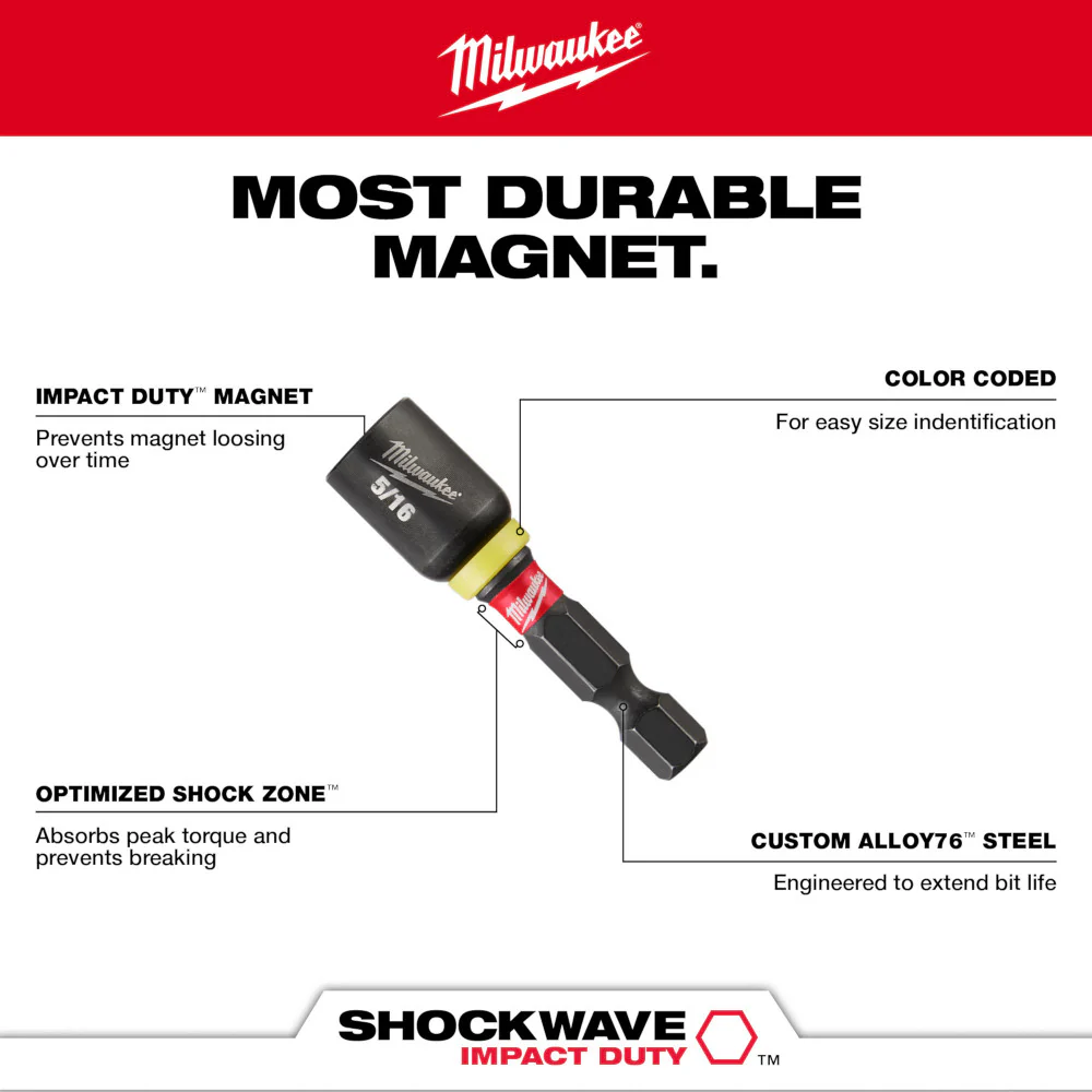 Milwaukee 49-66-4562 1-7/8 SHOCKWAVE Impact Duty Magnetic Nut Driver - 4 PC