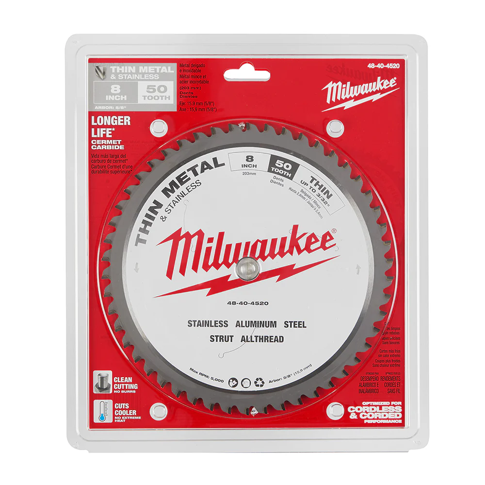 Milwaukee 48-40-4520 8-Inch 50-Tpi Durable Metal Cutting Circular Saw Blade