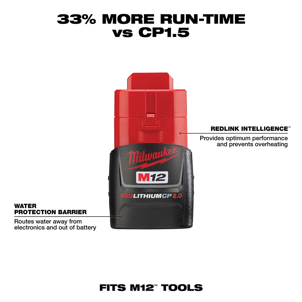 Milwaukee 48-11-2420 M12 12V 2.0Ah REDLITHIUM Compact Battery