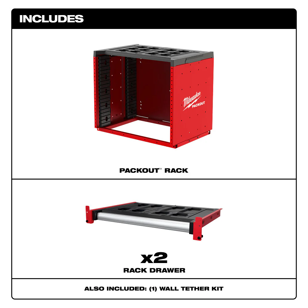 Milwaukee 48-21-8000 PACKOUT Modular Storage System Rack w/ Sliding Drawers