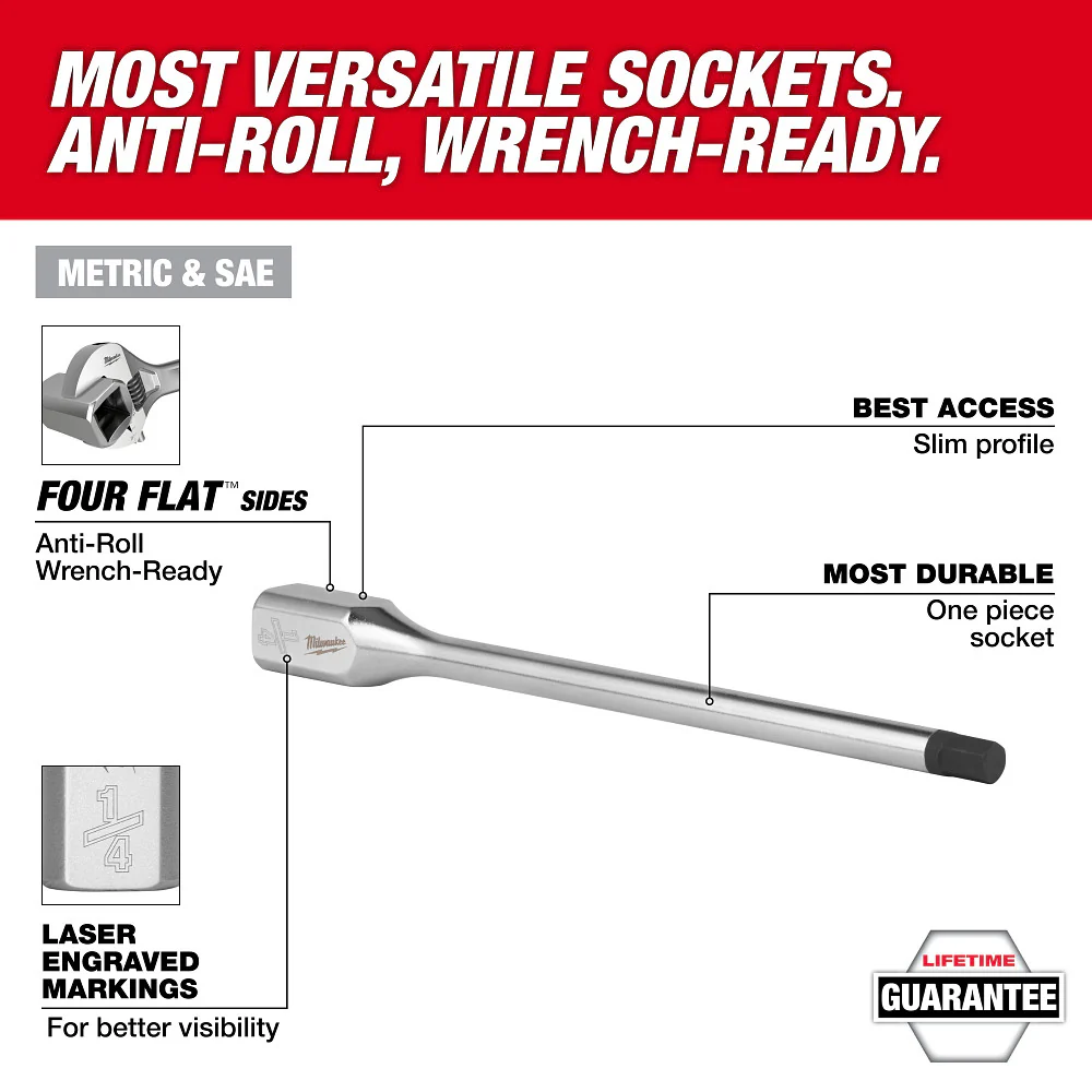 Milwaukee 48-22-9546 3/8 Drive Long Hex Bit Socket Set - SAE - 8 PC