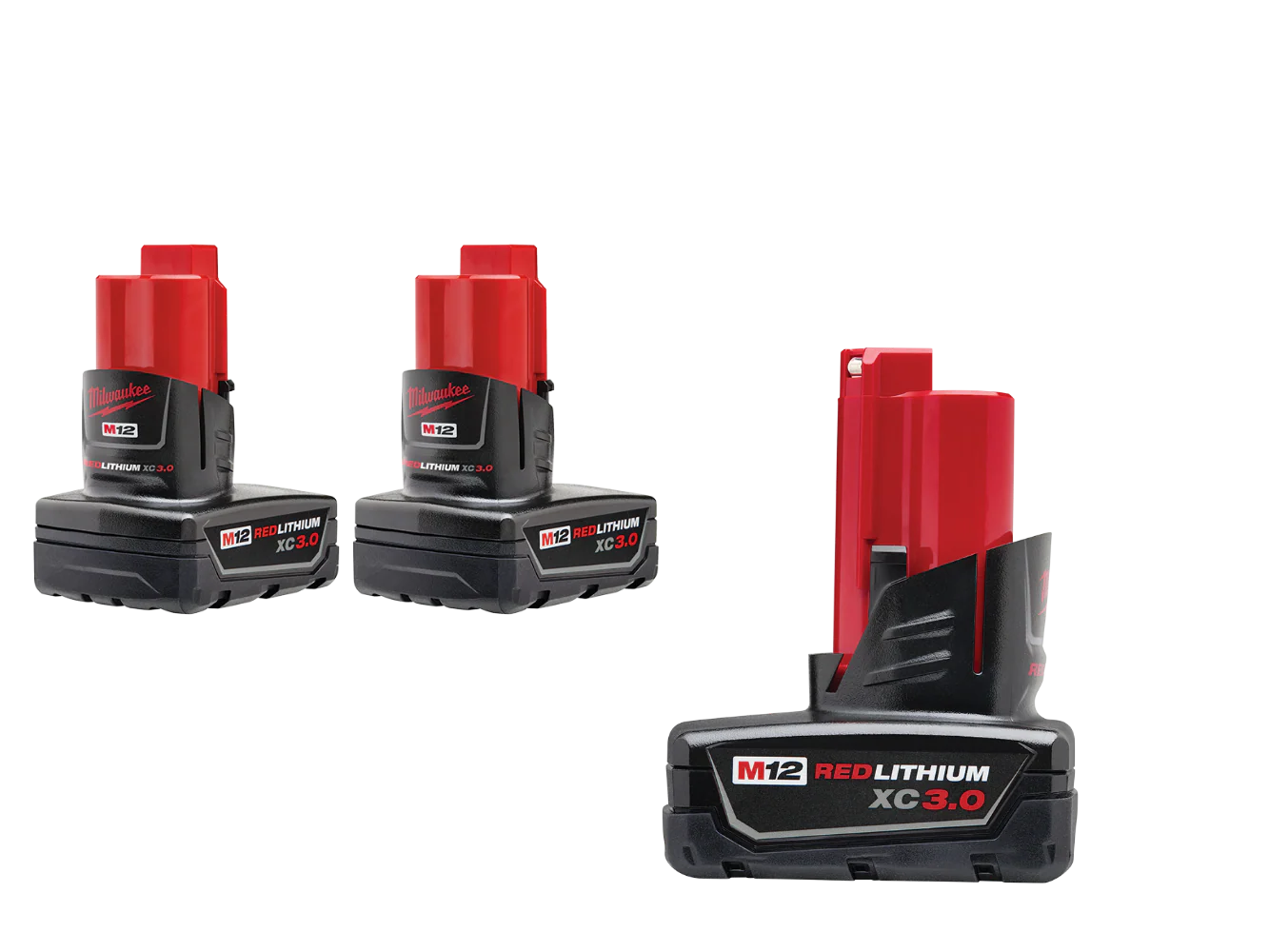 Milwaukee 48-11-2412XC3 M12 12V 3 Amp XC High Capacity REDLITHIUM Battery - 3 PK