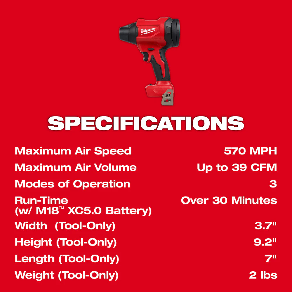 Milwaukee 0887-20 M18 18V Brushless Precision Blower