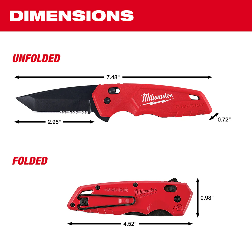 Milwaukee 48-22-1530 FASTBACK Stainless Steel Spring Assisted Folding Knife