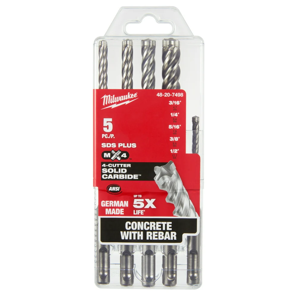 Milwaukee 48-20-7498 SDS-PLUS 4CT MX4 Rotary Hammer Drill Bit Kit - 5 PC