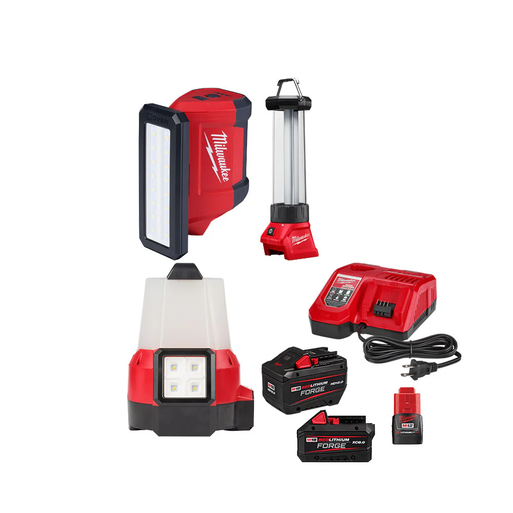 Milwaukee Storm Prep Kit w/ M18 and M12 Lights. Batteries. and Charger