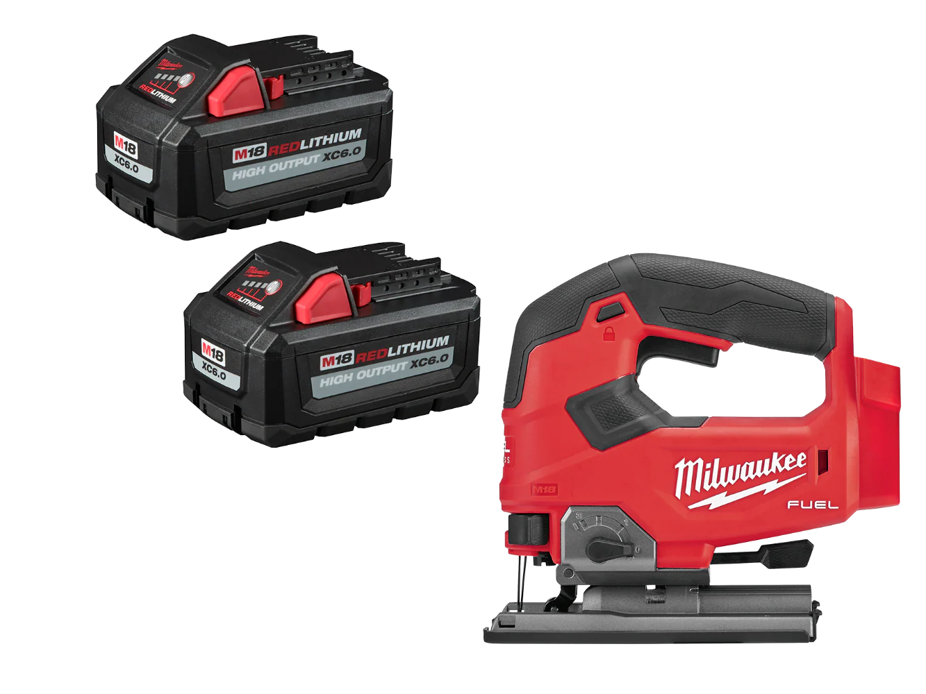 Milwaukee M18 D Handle Jig Saw w/ REDLITHIUM HIGH OUTPUT XC6.0 Battery - 2 PK