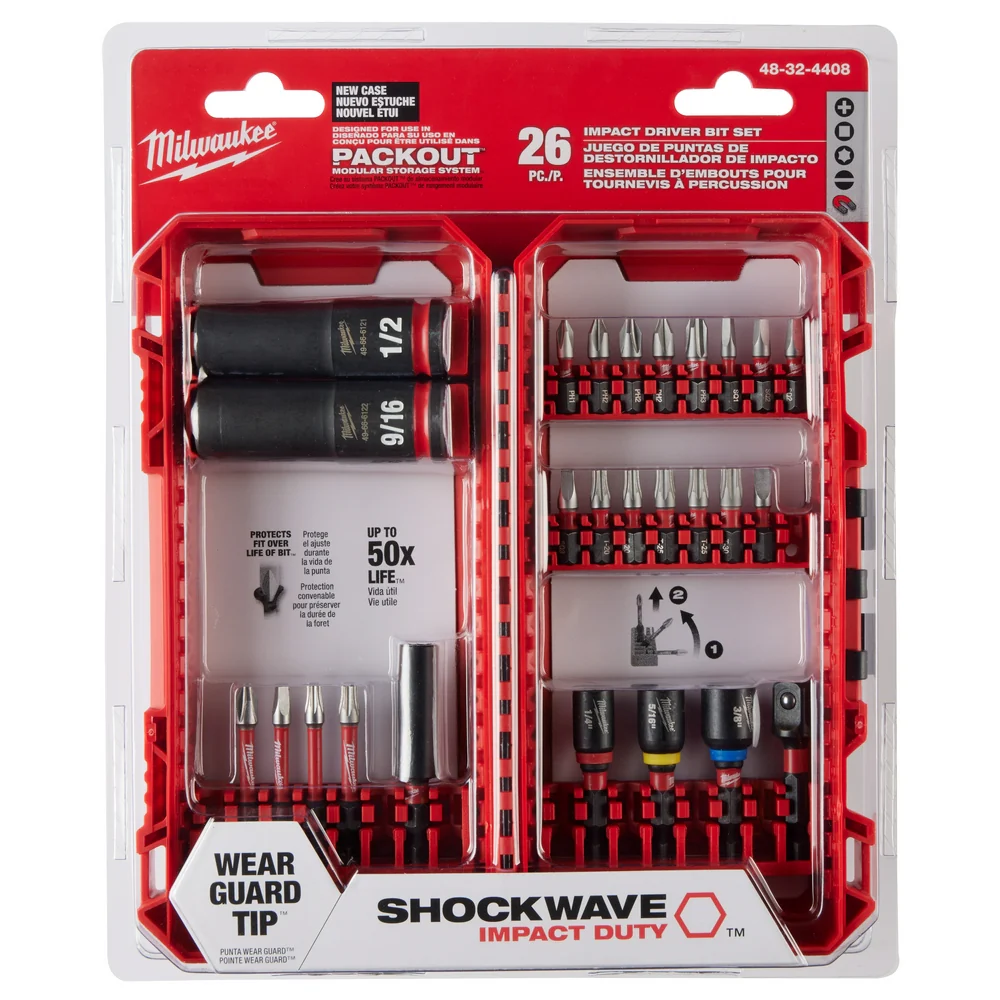 Milwaukee 48-32-4408 Optimized Shockzone Steel Impact Drive & Fasten Set - 26pc