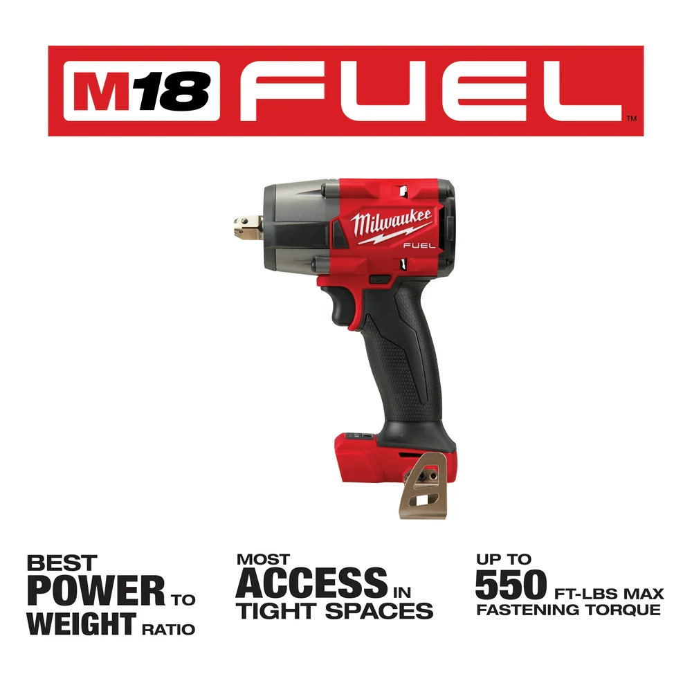 Milwaukee 2962P-20 M18 FUEL 1/2 Mid-Torque Impact Wrench w/Pin Detent-Bare Tool