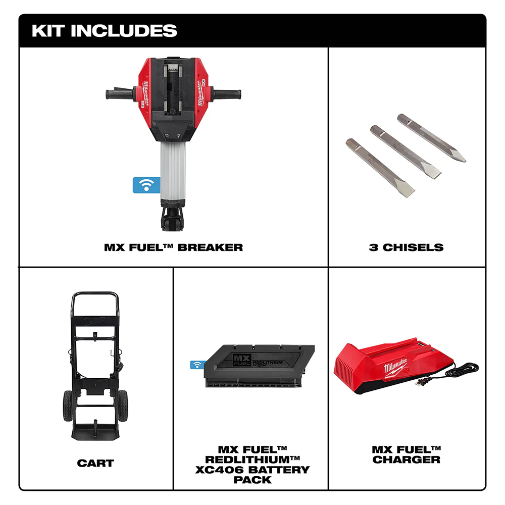 Milwaukee MXF368-81XC MX FUEL Cordless Breaker Kit w/ Chisels Cart- Recon