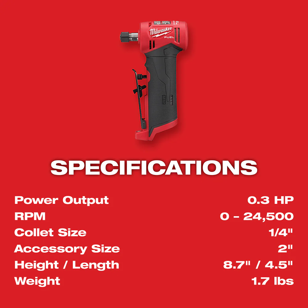 Milwaukee 2485-80 M12 FUEL 12V 1/4 Right Angle Die Grinder - Recon - Bare Tool