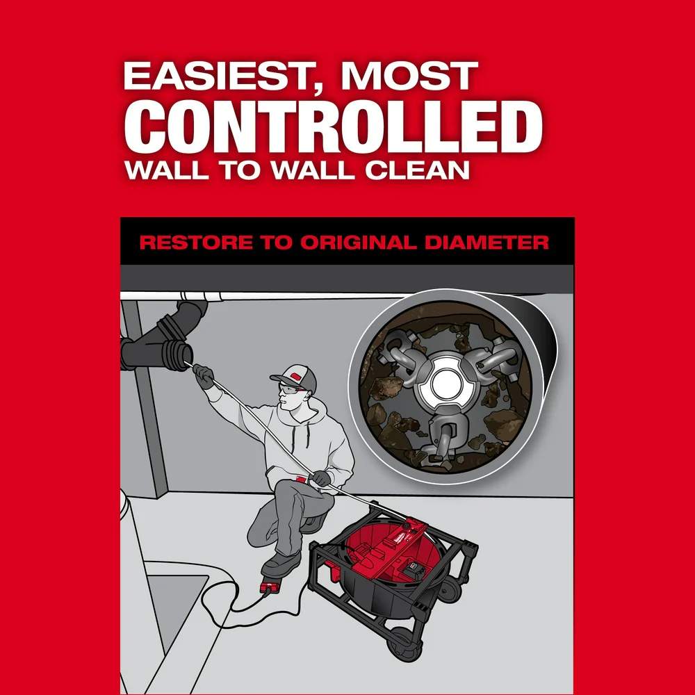 Milwaukee 2819-22 M18 FUEL 18V High Speed Chain Snake Kit for 1-1/2 � 4 Pipes