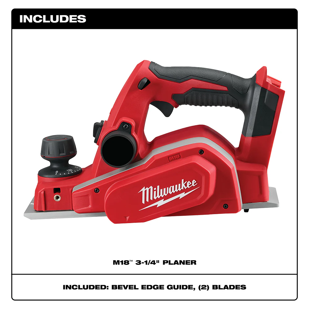 Milwaukee 2623-20 M18 18V 3-1/4-Inch Planer w/ Bevel/Edge Guide - Bare Tool