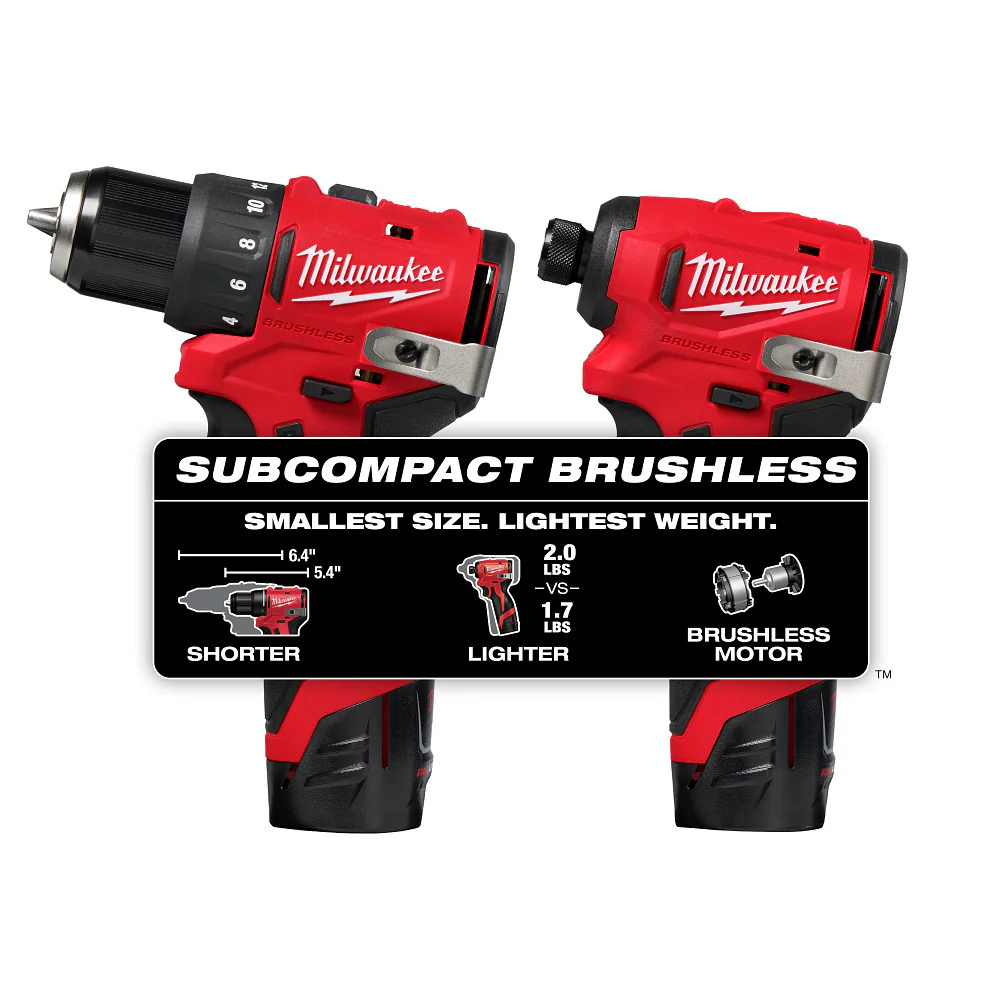 Milwaukee 3494-22 M12 12V Subcompact Brushless 2-Tool Combo Kit