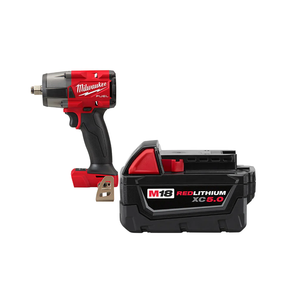 Milwaukee 2962-20X5 M18 FUEL 18V 1/2 Mid-Torque Impact Wrench w/ 5Ah Battery