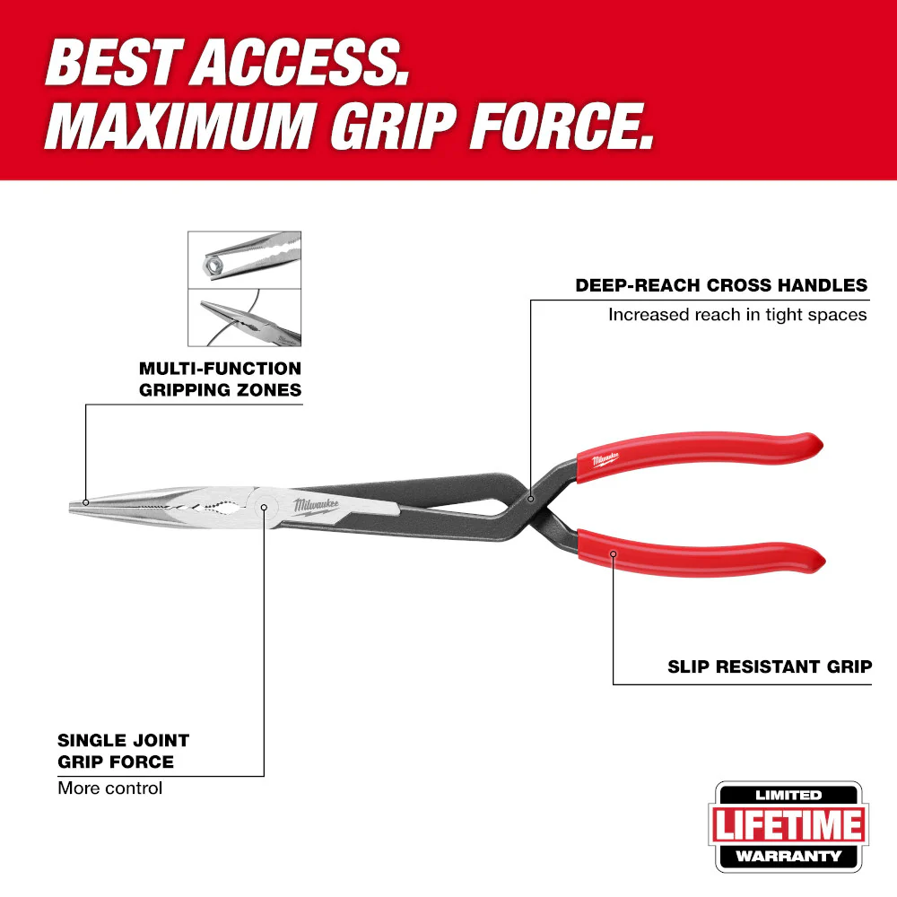 Milwaukee 48-22-6541 13 Long Reach Pliers w/ 45 Degree Nose