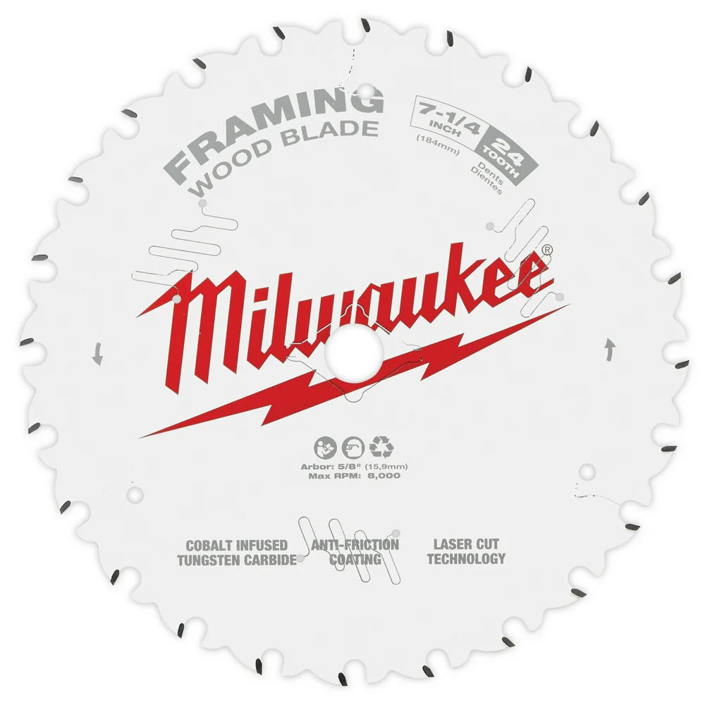 Milwaukee 48-40-0722 7-1/4 24T Framing Circular Saw Blade - 2 PK