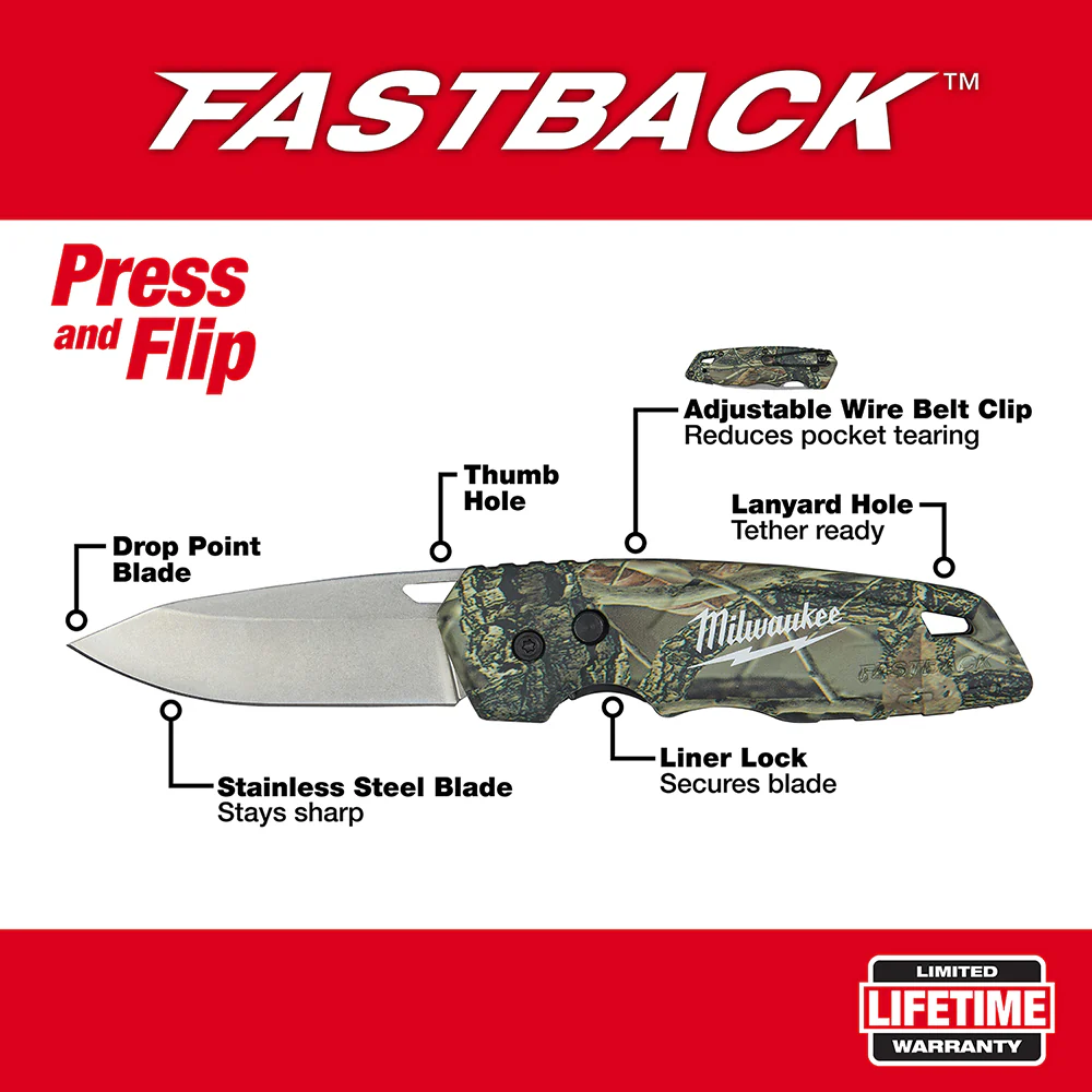 Milwaukee 48-22-1524 FASTBACK�Camo Folding Pocket Knife