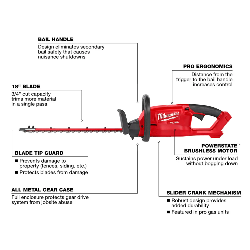 Milwaukee 3001-80 M18 FUEL 18V 18 Cordless Hedge Trimmer - Reconditioned
