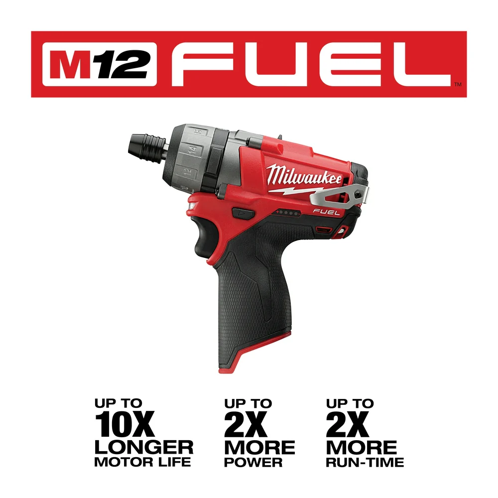 Milwaukee 2402-20 M12 FUEL 12V 1/4 Hex 2-Speed Screwdriver w/Clip - Bare Tool
