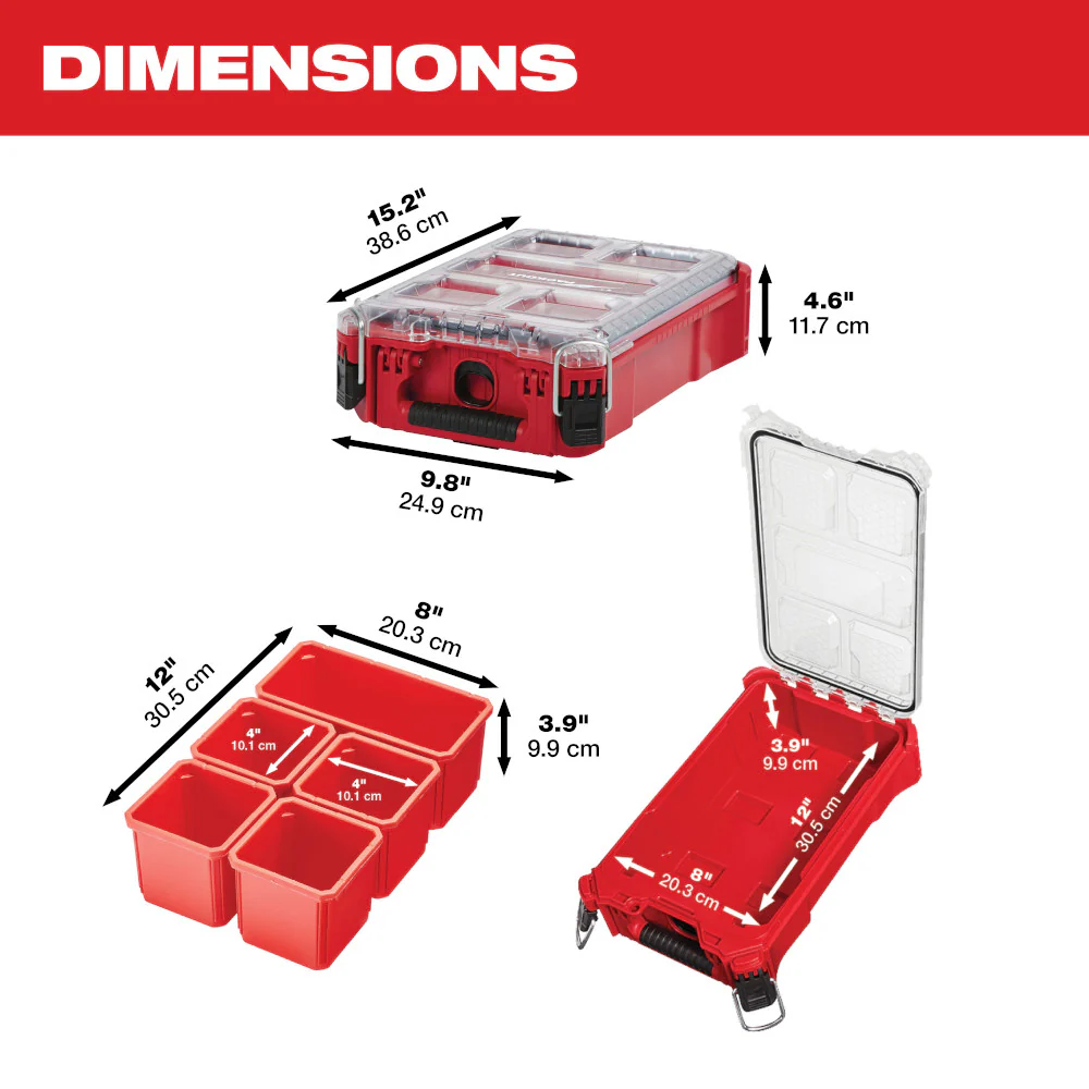 Milwaukee 48-22-8435 5-Bin Impact Resistant Polymer Packout Compact Organizer