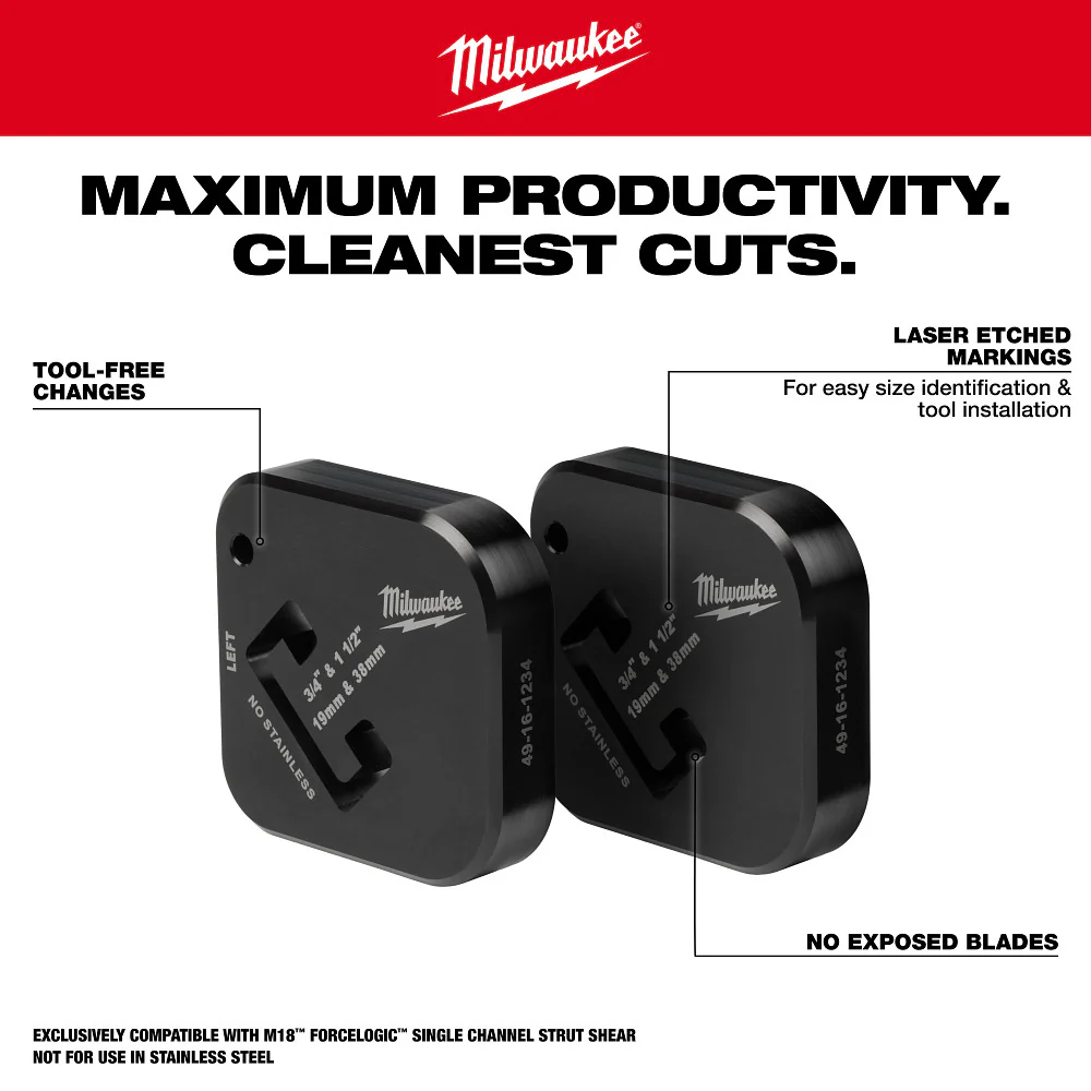 Milwaukee 49-16-1234 3/4 x 1-1/2 Heavy Duty Single Strut Shearing Dies