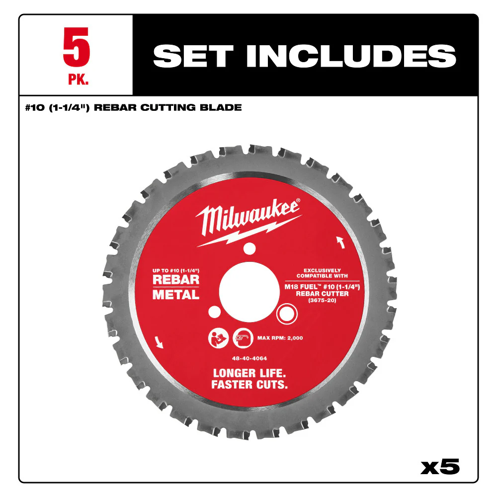 Milwaukee 48-40-4065 #10 1-1/4 Rebar Cutting Blade - 5 PK
