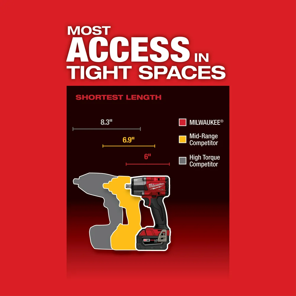 Milwaukee 2962P-80 M18 FUEL 18V 1/2 Mid-Torque Impact Wrench - Recon -Bare Tool