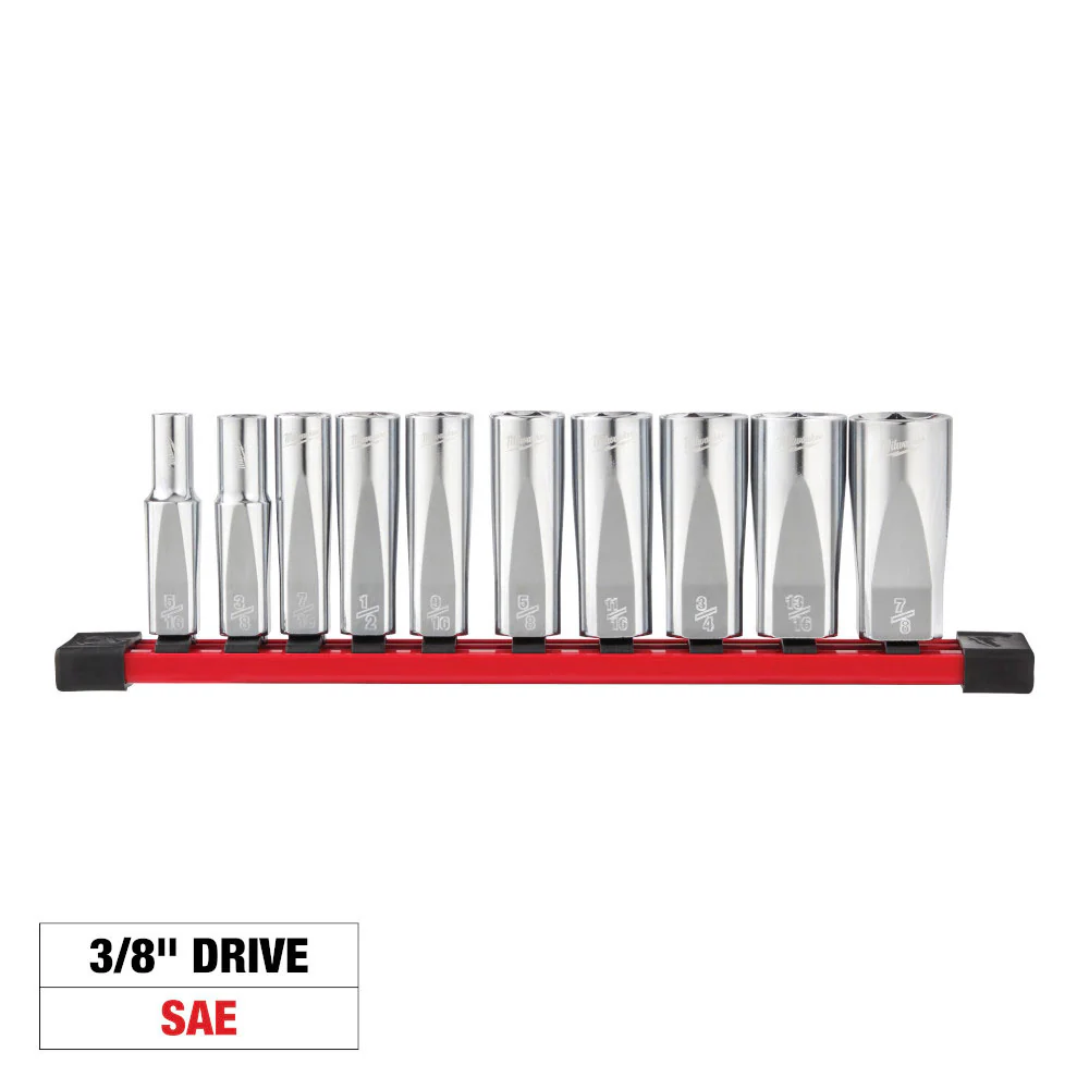 Milwaukee 48-22-9405 3/8 Drive Deep Well SAE Socket Set - 10pc