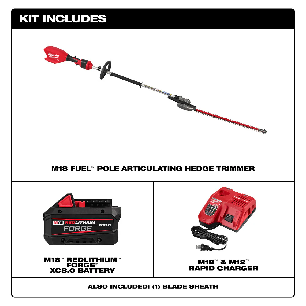 Milwaukee 3012-21 M18 FUEL 18V Pole Articulating Hedge Trimmer Kit