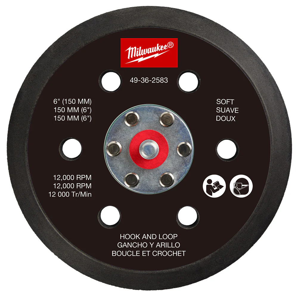 Milwaukee 49-36-2583 6 Hook and Loop Sander Backing Pad - Soft